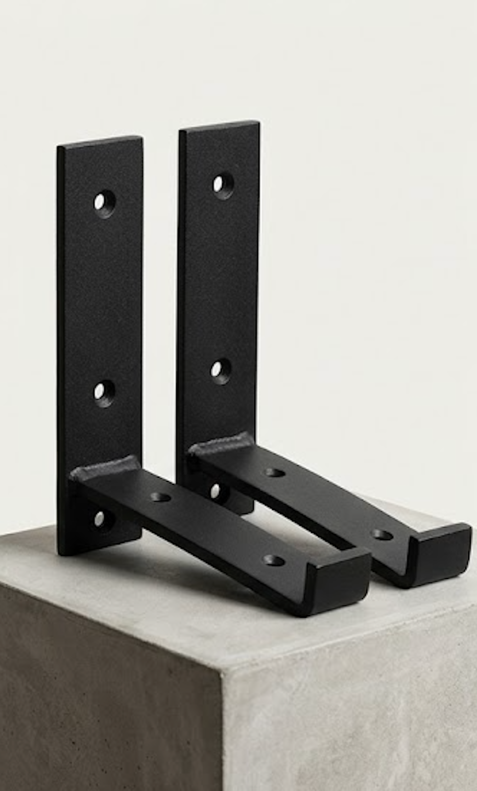 London Wholesale Heavy-Duty Steel Lip Shelf Brackets (Matte Black) – Trade Pack of 2 with Fixings