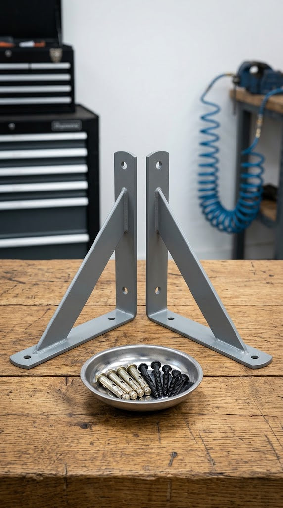London Wholesale Heavy-Duty Reinforced Gusset Shelf Brackets – Pair with High-Load Fixings